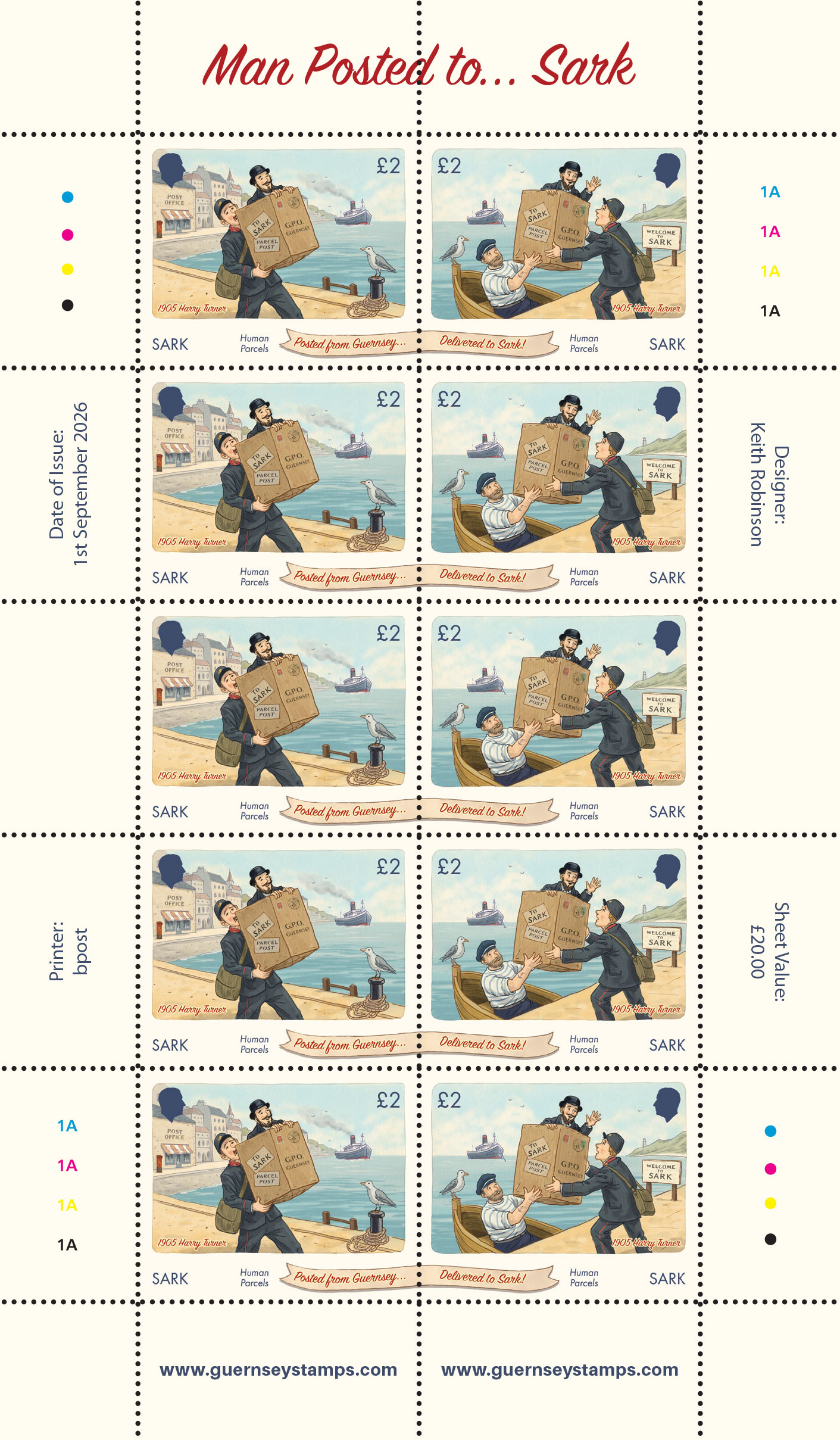 Sark Sheets of 5 se-tenant pairs